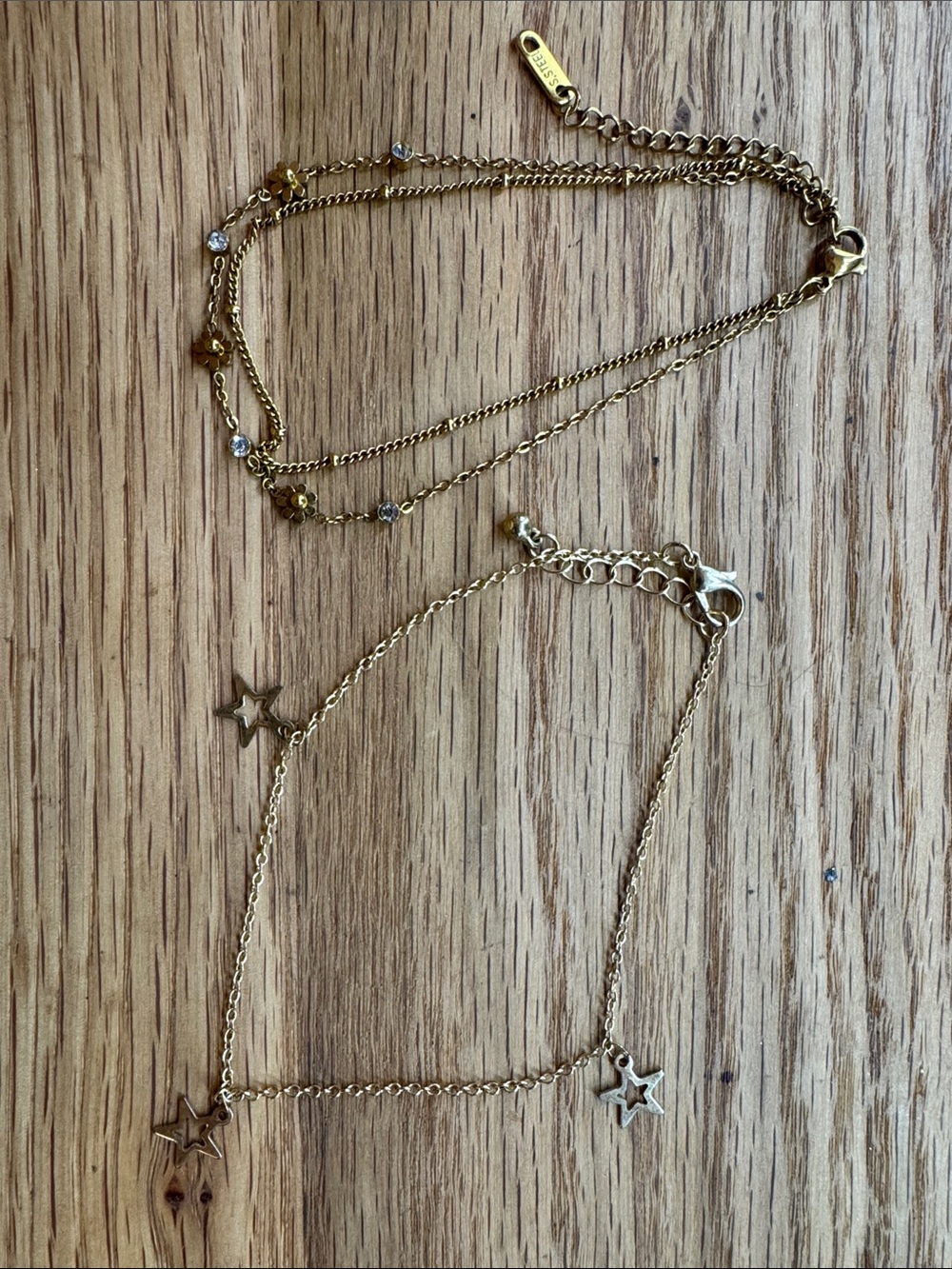 SHEIN Gold Layered Bracelet Set with Star Charms and Crystal Accents